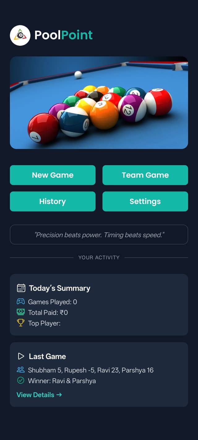 PoolPoint screen 1